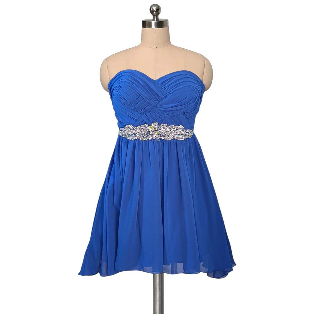 CITY STUDIO Blue Strapless AB Rhinestone Tulle Layered Homecoming Party Dress 3